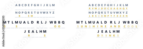 Tableau sur toile Mystery word puzzle with mixed letters and clear formatting design