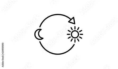 Circadian Rhythm Line Icon Sun and Moon Cycle Vector Symbol