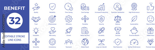 Foto Set of 32 Benefit icons and add names