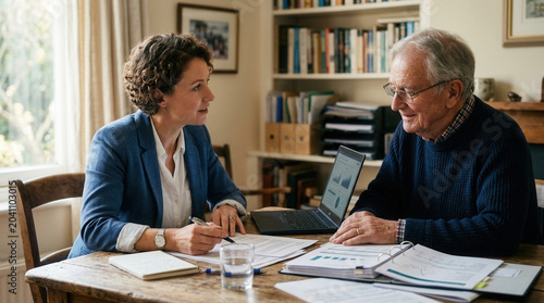 Financial Advisor Meeting With Senior Client Reviewing Investment Strategy Documents