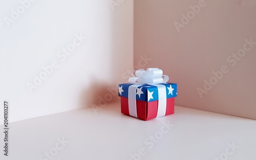 Patriotic gift box with ribbon fourth of july celebration american flag design festive present