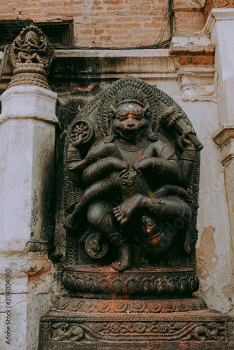 Ancient Hindu Deity Sculpture in Kathmandu Nepal
