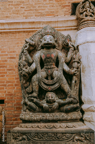 Ancient Hindu Deity Sculpture in Kathmandu Nepal