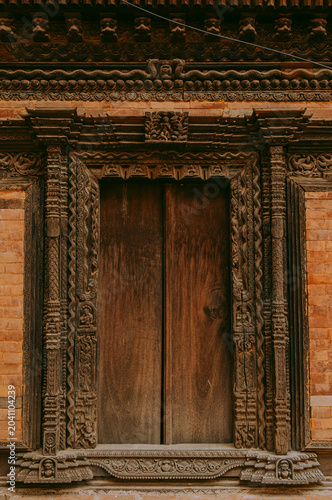 Intricate Wood Carvings on Traditional Newari Architecture in Kathmandu Nepal