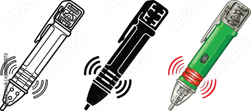 Canvastavla Non-contact voltage tester vector illustrations featuring outline solid and colo