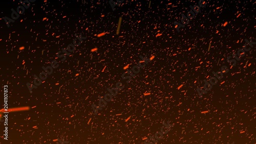 Fire sparks and glowing ember particle overlay loop on dark background 4K