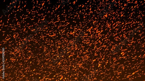 Fire sparks and glowing ember particle overlay loop on dark background 4K