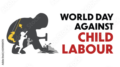 Canvas-taulu world day against child labour poster silhouette