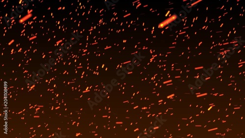Fire sparks and glowing ember particle overlay loop on dark background 4K