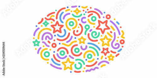Canvastavla Colorful Circular Arrangement Of Abstract Shapes In A Mandala style Vector Illus