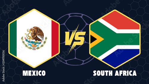 Mexico vs. South Africa Soccer Match Graphic with National Flags and VS Symbol.