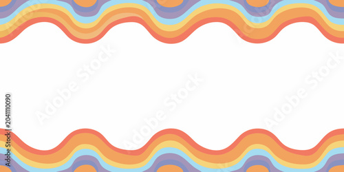 Foto Retro wavy pattern featuring alternating orange blue lavender and yellow hues ab