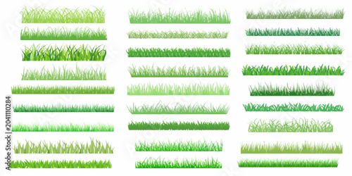Photos Green Grass Border Isolated on White Background with Natural Lawn Plants and Fre