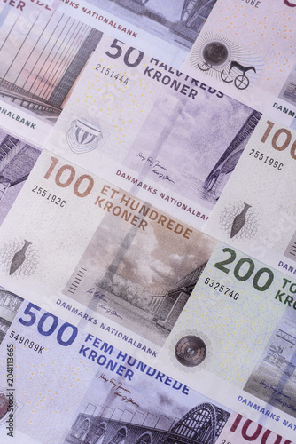 Obraz na plátně Money, currency of Denmark, Danish krone banknotes