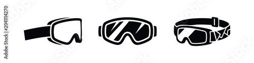 Cuadro en lienzo Set of ski goggles icons: snow eyewear from different angles and perspectives