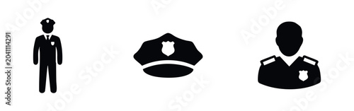 Photos Police officer and hat icon set
