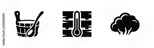 Schilderij op canvas Sauna and bathhouse accessories icon set