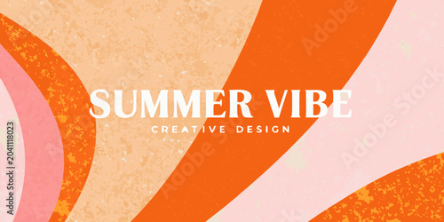 Quadro su tela summer vibe text on abstract colorful background orange pink beige graphic desig