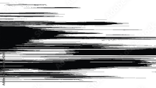 Foto Glitchy distorted digital white noise with horizontal black lines and streaks on
