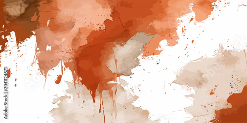 Tableau sur toile An artistic vintage world map design featuring red and yellow paint splashes wit