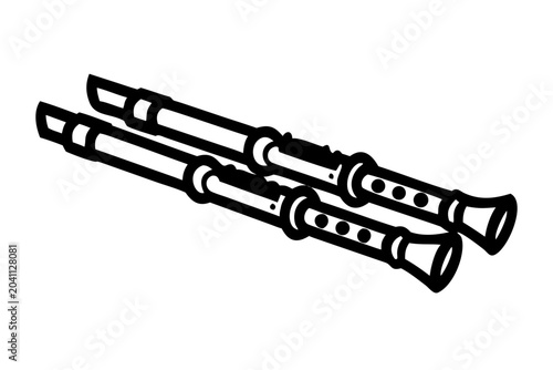 double flute wind instrument silhouette illustration for music band orchestra and melodic performance design