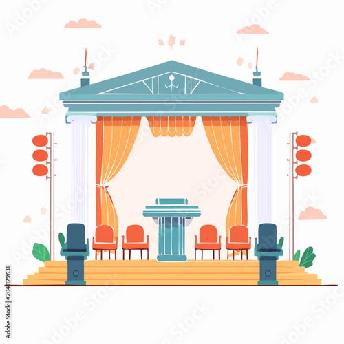 Stage with Podium and Chairs
