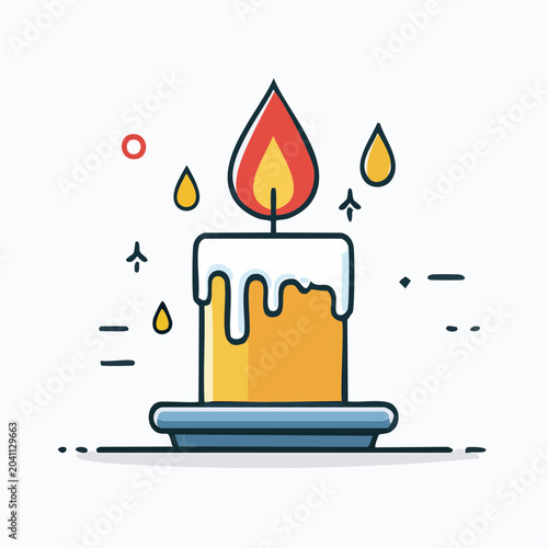 Stylized illustration of a burning candle with dripping wax