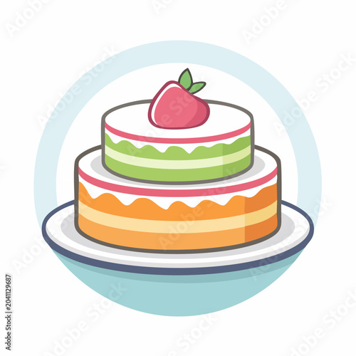 Two-Tiered Cake with Strawberry Topping