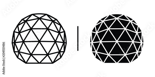 Photos Two geodesic domes with contrasting line art and solid fill against a white back
