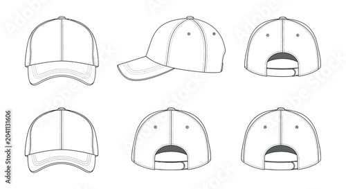 Schilderij op canvas baseball cap line drawings hat headwear sketch
