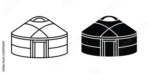 Canvastavla Yurt dwelling outline and solid silhouette representing nomadic shelter architec