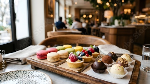 A closeup o a tray of desserts.