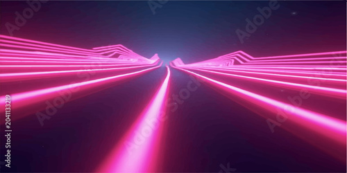 Fotografie Night Highway Light Trails in the City at Night