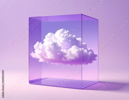 Nuage emprisonné dans un solide translucide mauve