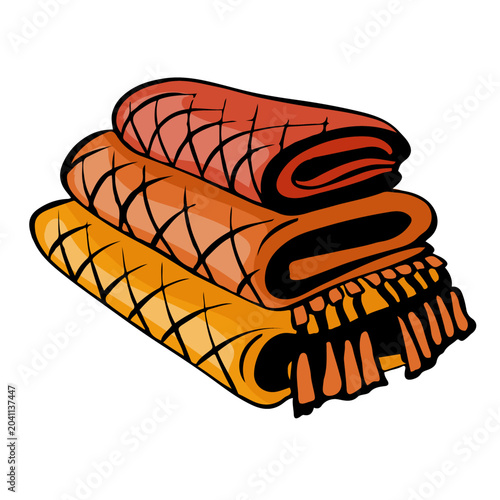 Quadro su tela Folded warm blankets for cozy autumn home decor website banner