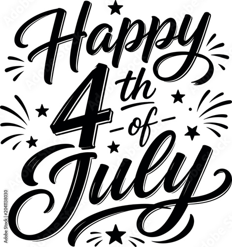 Happy 4th of July Modern Script Typography
