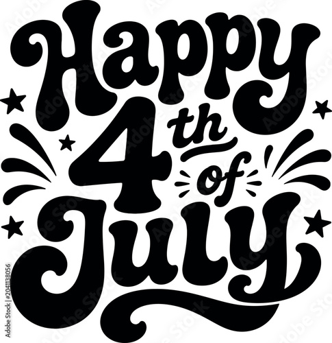 Happy 4th of July Bold Patriotic Typography Design