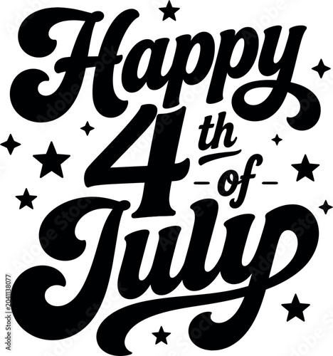 Happy 4th of July Bold Patriotic Typography Design