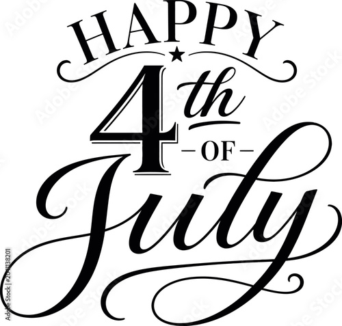 Happy 4th of July Retro Bold Lettering Design