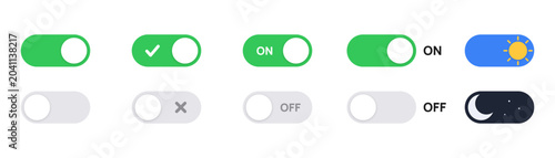 Foto Toggle switch icon on and off button clipart with green day night sun and moon p