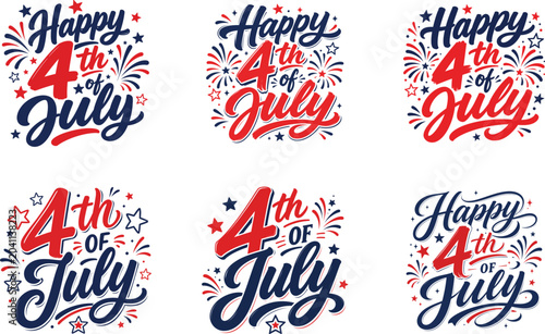 Happy 4th of July Typography Bundle Collection