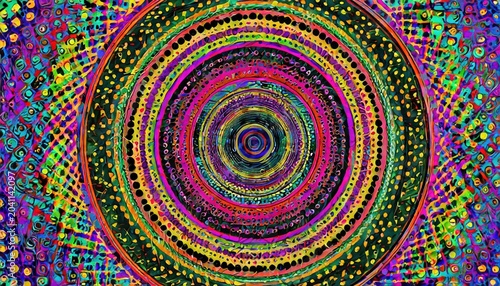 Abstract lines and dots, colorful background with circular shapes. Generated with AI