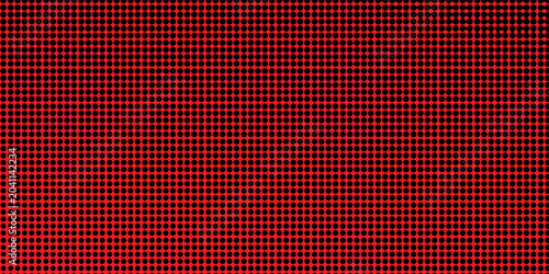 Red background with black halftone dots pattern creates retro comic style effect for digital design creative advertising and banner art