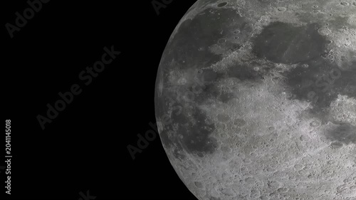 Realistic Moon in foreground orbiting with distant Earth in background