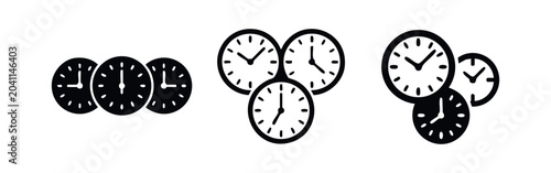 Canvastavla Multiple black icons of clocks in various arrangements and sizes
