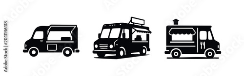 Foto Set of Food Truck and Mobile Kitchen Icons