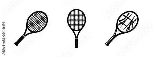 Bild auf Leinwand Tennis Racket Icons: Angled, Straight, and Broken