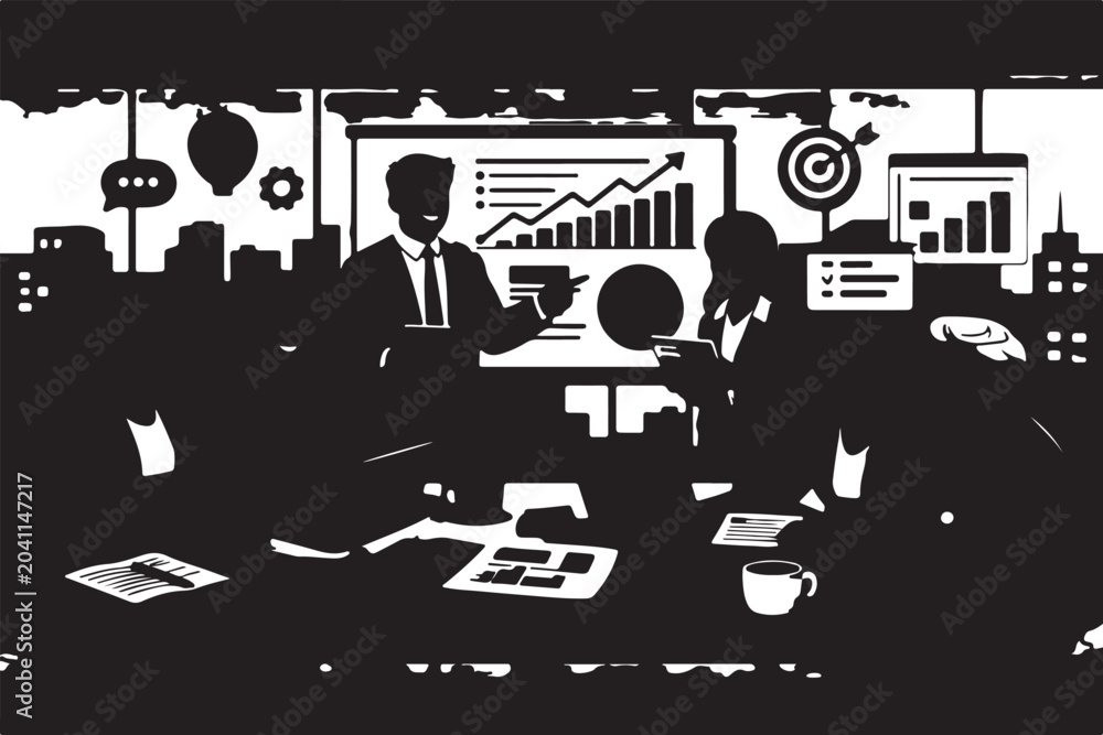 Fototapeta premium Corporate Executive Boardroom Financial Presentation 