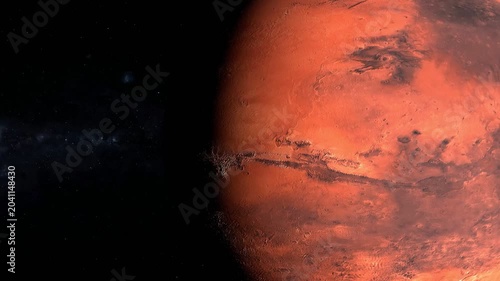 Detailed view of Mars from orbit with realistic surface