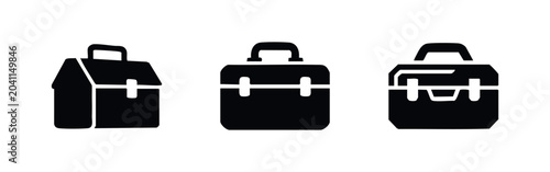 Bild auf Leinwand Three briefcase icons: classic, modern, and stylized